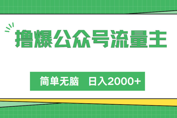 撸爆公众号流量主，简单无脑，单日变现2000+去创吧-网创项目资源站-副业项目-创业项目-搞钱项目黑蛋搞钱