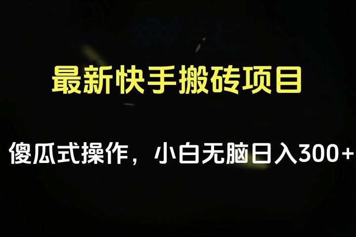 最新快手搬砖挂机项目，傻瓜式操作，小白无脑日入300-500＋去创吧-网创项目资源站-副业项目-创业项目-搞钱项目黑蛋搞钱
