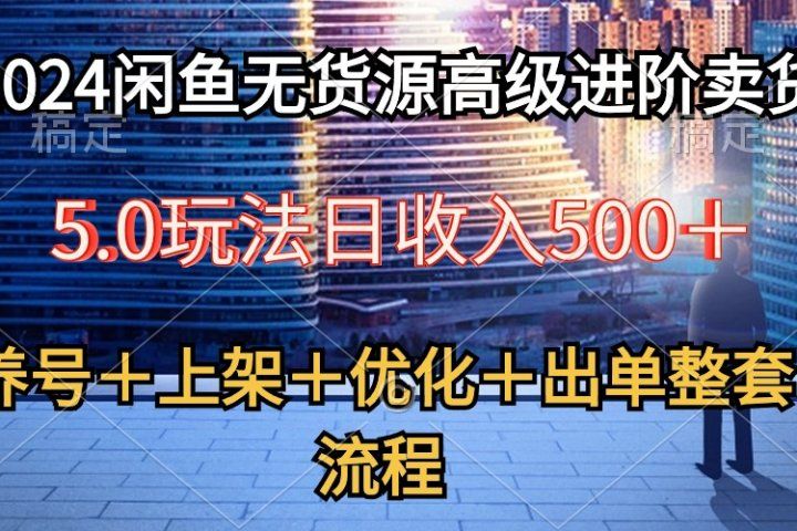 2024闲鱼无货源高级进阶卖货5.0，养号＋选品＋上架＋优化＋出单整套流程去创吧-网创项目资源站-副业项目-创业项目-搞钱项目黑蛋搞钱