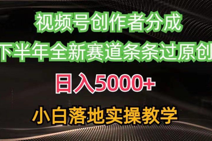 视频号创作者分成最新玩法，日入5000+下半年全新赛道条条过原创，小白轻松上手去创吧-网创项目资源站-副业项目-创业项目-搞钱项目黑蛋搞钱