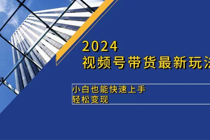 2024视频号带货最新玩法，小白也可快速上手，轻松变现去创吧-网创项目资源站-副业项目-创业项目-搞钱项目黑蛋搞钱