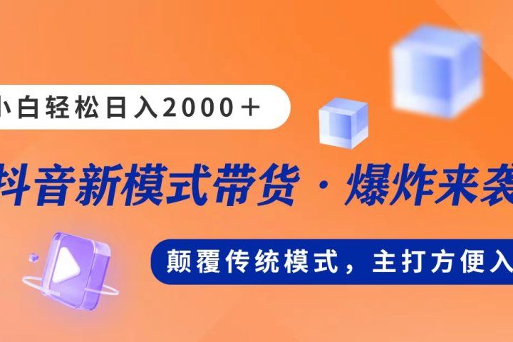 新模式直播带货，日入2000➕，不出镜不露脸，小白轻松上手去创吧-网创项目资源站-副业项目-创业项目-搞钱项目黑蛋搞钱