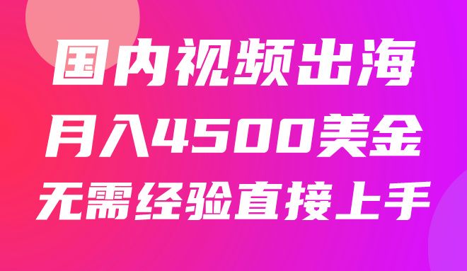 国内爆款视频出海赚美刀，实战月入4500美金，批量无脑搬运，无需经验直接上手去创吧-网创项目资源站-副业项目-创业项目-搞钱项目黑蛋搞钱