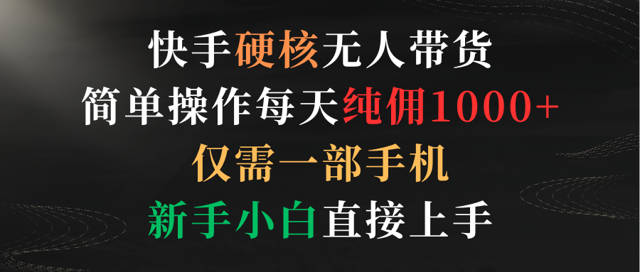 快手硬核无人带货，简单操作每天纯佣1000+,仅需一部手机，新手小白直接上手去创吧-网创项目资源站-副业项目-创业项目-搞钱项目黑蛋搞钱