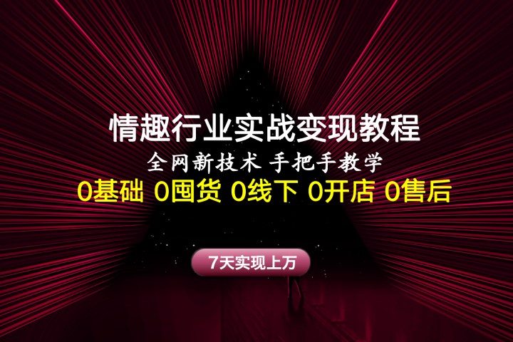 情趣行业实战变现教程，全网新技术，手把手教学，7天实现上万去创吧-网创项目资源站-副业项目-创业项目-搞钱项目黑蛋搞钱