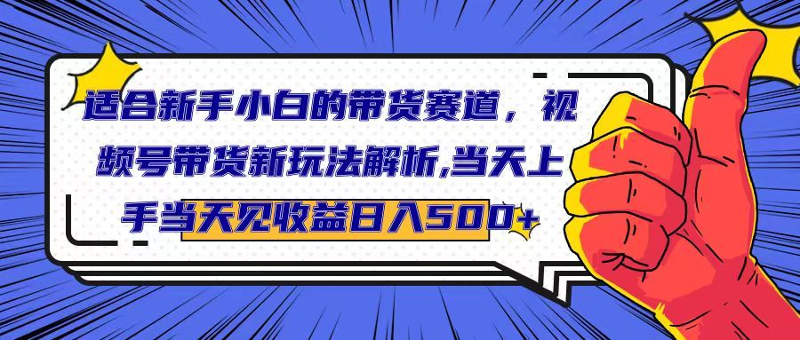 适合新手小白的带货赛道，视频号带货新玩法解析,当天上手当天见收益，日入500+去创吧-网创项目资源站-副业项目-创业项目-搞钱项目黑蛋搞钱