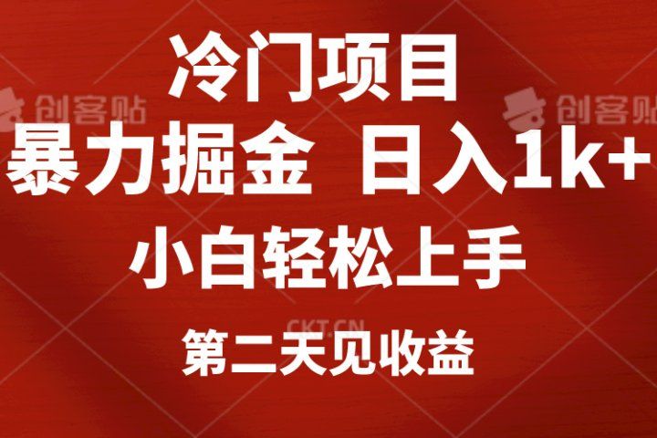 冷门项目，靠一款软件日入1000+暴力掘金小白轻松上手，第二天见收益去创吧-网创项目资源站-副业项目-创业项目-搞钱项目黑蛋搞钱