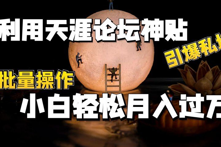 利用天涯论坛神贴，引爆私域，批量操作、小白轻松月入过万去创吧-网创项目资源站-副业项目-创业项目-搞钱项目黑蛋搞钱