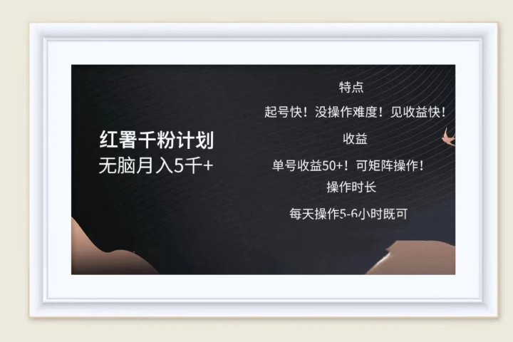 红薯千粉计划无脑月入5千➕！既做既赚！去创吧-网创项目资源站-副业项目-创业项目-搞钱项目黑蛋搞钱