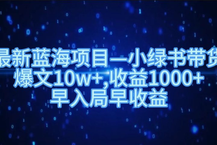 最新蓝海项目小绿书带货，爆文10w＋，收益1000＋，早入局早获益！！去创吧-网创项目资源站-副业项目-创业项目-搞钱项目黑蛋搞钱