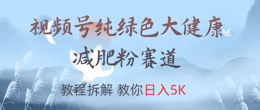 视频号纯绿色大健康粉赛道，教程拆解，教你日入5K去创吧-网创项目资源站-副业项目-创业项目-搞钱项目黑蛋搞钱