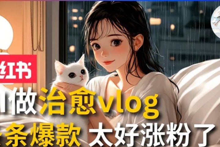 AI治愈系vlog动画视频，小红书7天 涨粉破千，商单报价1500+，0成本制作，日入2000+，有手就会 去创吧-网创项目资源站-副业项目-创业项目-搞钱项目黑蛋搞钱