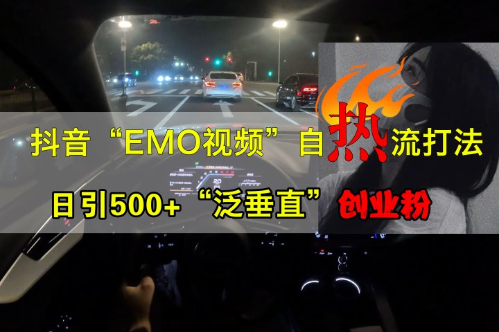 抖音EMO视频自热打法，日引500+创业粉“泛垂直”去创吧-网创项目资源站-副业项目-创业项目-搞钱项目黑蛋搞钱