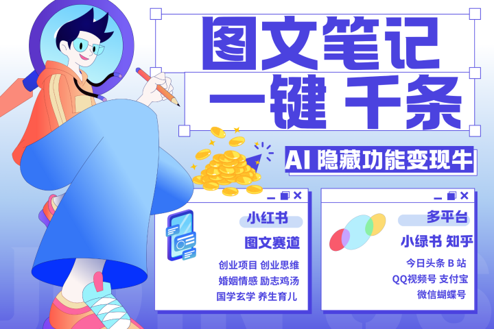 小红书小绿书 秒生图文一键千条 轻松变现3W+去创吧-网创项目资源站-副业项目-创业项目-搞钱项目黑蛋搞钱