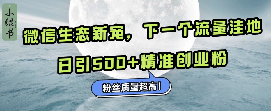 微信生态新宠小绿书：下一个流量洼地，粉丝质量超高，日引500+精准创业粉，去创吧-网创项目资源站-副业项目-创业项目-搞钱项目黑蛋搞钱