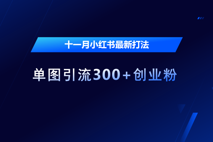 十一月，小红书最新打法，单图引流300+创业粉去创吧-网创项目资源站-副业项目-创业项目-搞钱项目黑蛋搞钱