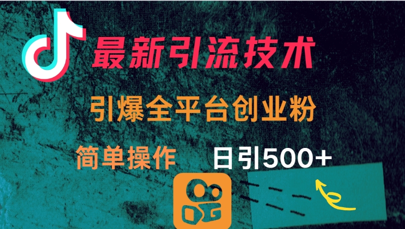 最新引流方法，引爆全平台创业粉操作简单，日引300＋去创吧-网创项目资源站-副业项目-创业项目-搞钱项目黑蛋搞钱