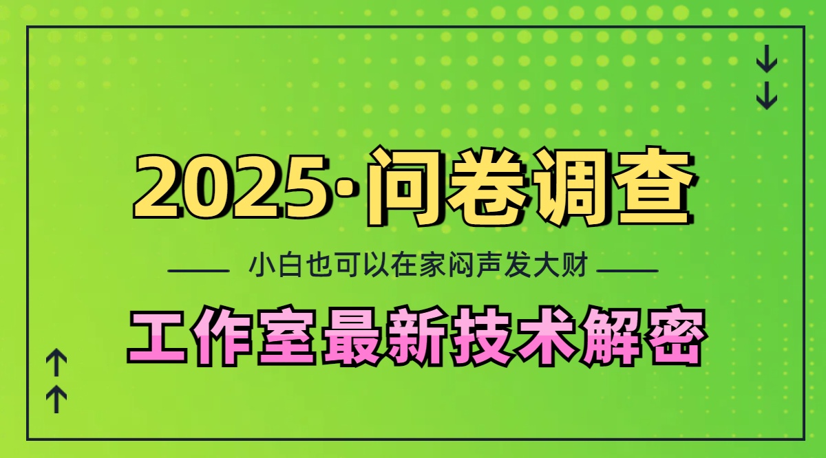 2025《问卷调查》最新工作室技术解密：一个人在家也可以闷声发大财，小白一天200+，可矩阵放大去创吧-网创项目资源站-副业项目-创业项目-搞钱项目黑蛋搞钱