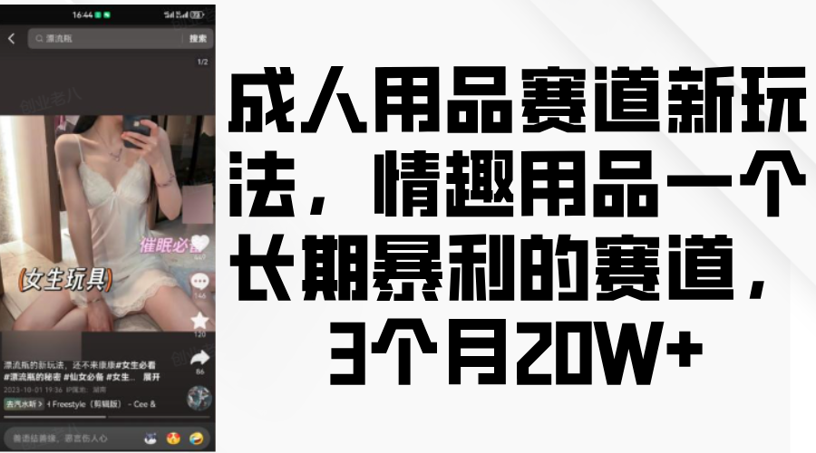 情趣用品一个长期暴利的赛道，成人用品赛道新玩法，3个月20W+去创吧-网创项目资源站-副业项目-创业项目-搞钱项目黑蛋搞钱
