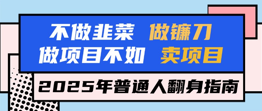 不做韭菜做镰刀，做项目不如卖项目，2025年普通人翻身指南去创吧-网创项目资源站-副业项目-创业项目-搞钱项目黑蛋搞钱
