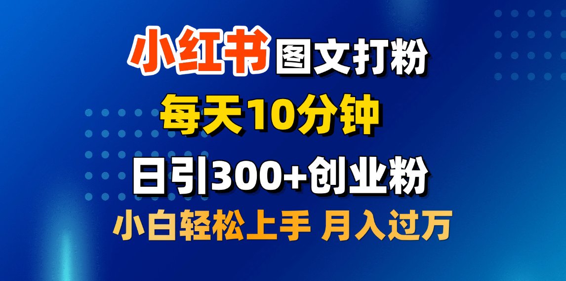 2月小红书图文打粉，每天10分钟，日引300+创业粉，小白轻松月入过万去创吧-网创项目资源站-副业项目-创业项目-搞钱项目黑蛋搞钱