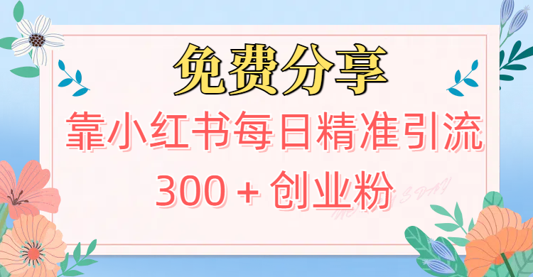 2025最新引流！靠小红书每日精准引流300＋创业粉去创吧-网创项目资源站-副业项目-创业项目-搞钱项目黑蛋搞钱