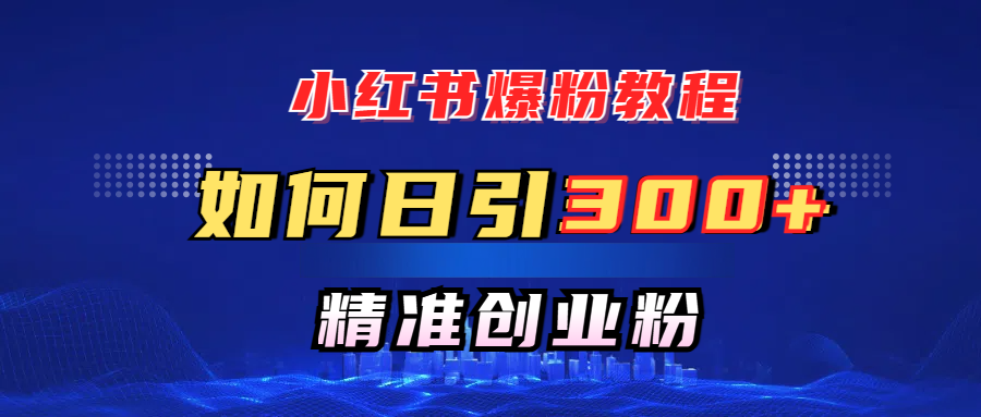 小红书爆粉教程，如何日引300+创业粉，快速实现精准变现！去创吧-网创项目资源站-副业项目-创业项目-搞钱项目黑蛋搞钱
