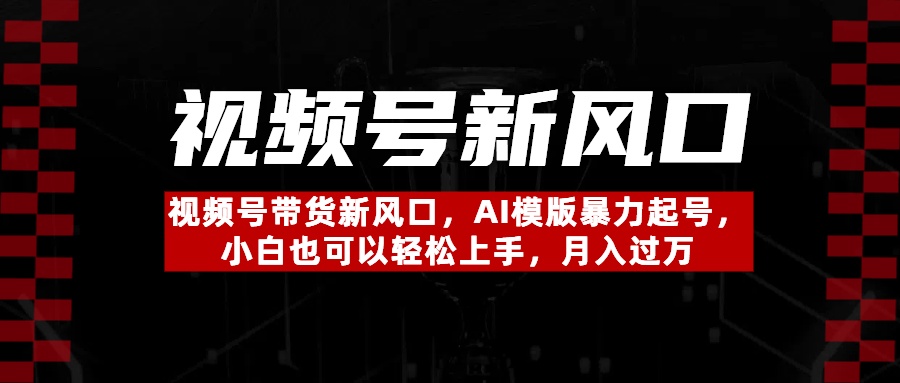 视频号带货新风口，AI模版暴力起号，小白也可以轻松上手，月入过万去创吧-网创项目资源站-副业项目-创业项目-搞钱项目黑蛋搞钱
