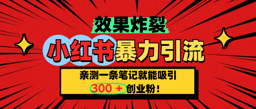 小红书炸裂玩法，亲测一条笔记就能吸引300+精准创业粉！去创吧-网创项目资源站-副业项目-创业项目-搞钱项目黑蛋搞钱
