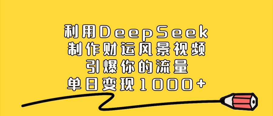 利用DeepSeek制作财运风景视频，引爆你的流量，单日变现1000+去创吧-网创项目资源站-副业项目-创业项目-搞钱项目黑蛋搞钱