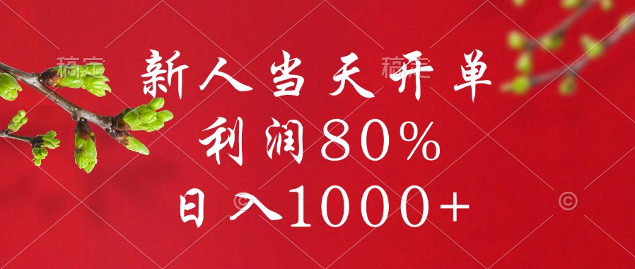 新人当天开单，利润80%，日入1000+去创吧-网创项目资源站-副业项目-创业项目-搞钱项目黑蛋搞钱