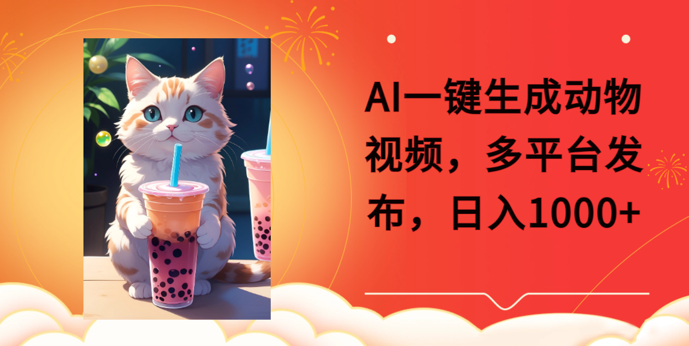 AI一键生成动物搞笑视频，多平台发布，轻松破千万播放，日入2000+去创吧-网创项目资源站-副业项目-创业项目-搞钱项目黑蛋搞钱