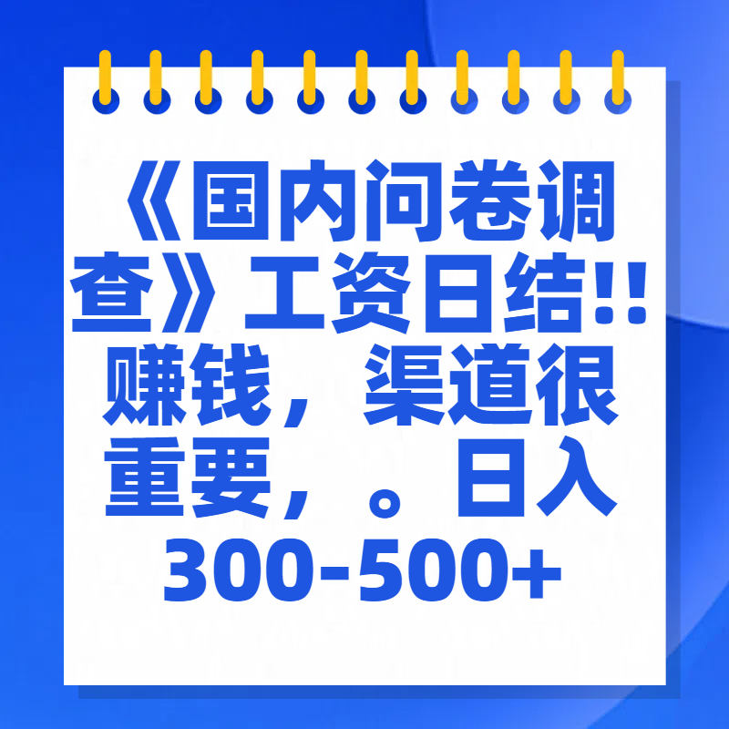 问卷调查答题，一个人在家也可以闷声发大财，小白一天2张，【揭秘】去创吧-网创项目资源站-副业项目-创业项目-搞钱项目黑蛋搞钱