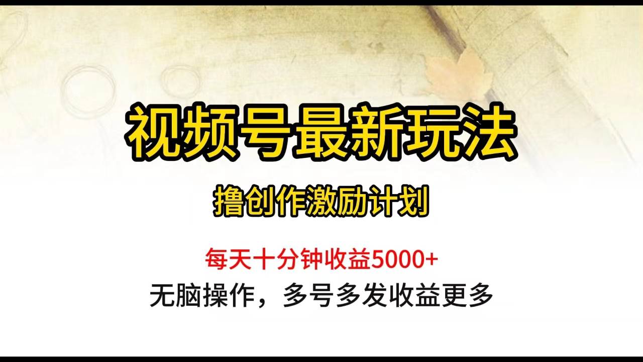 视频号最新玩法，每日一小时月入5000+去创吧-网创项目资源站-副业项目-创业项目-搞钱项目黑蛋搞钱