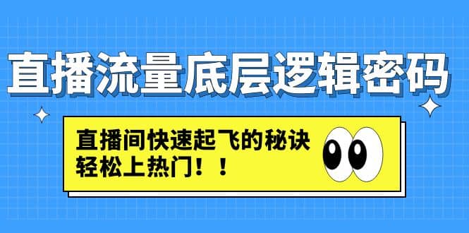 直播流量底层逻辑密码：直播间快速起飞的秘诀，轻松上热门去创吧-网创项目资源站-副业项目-创业项目-搞钱项目黑蛋搞钱