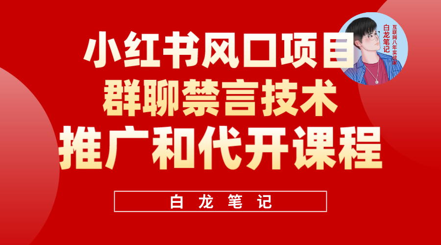 小红书风口项目日入300+，小红书群聊禁言技术代开项目，适合新手操作去创吧-网创项目资源站-副业项目-创业项目-搞钱项目黑蛋搞钱