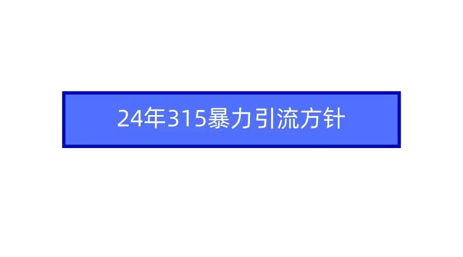 2024年315暴力引流方针去创吧-网创项目资源站-副业项目-创业项目-搞钱项目黑蛋搞钱