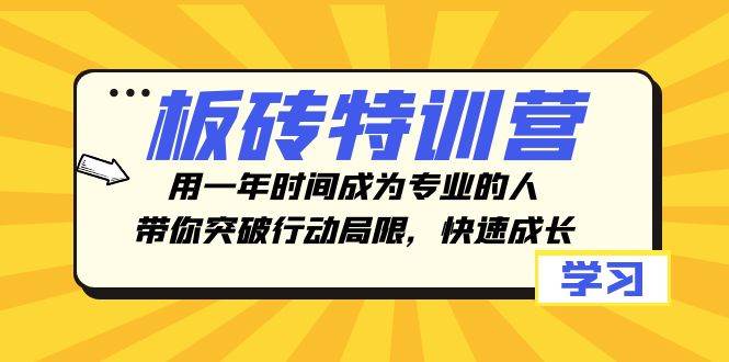 板砖特训营，用一年时间成为专业的人，带你突破行动局限，快速成长去创吧-网创项目资源站-副业项目-创业项目-搞钱项目黑蛋搞钱
