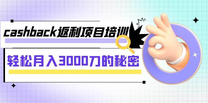 cashback返利项目培训：轻松月入3000刀的秘密（8节课）去创吧-网创项目资源站-副业项目-创业项目-搞钱项目黑蛋搞钱