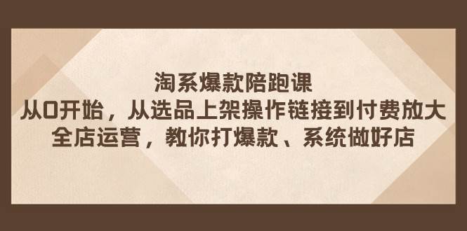 淘系爆款陪跑课 从选品上架操作链接到付费放大 全店运营 打爆款 系统做好店去创吧-网创项目资源站-副业项目-创业项目-搞钱项目黑蛋搞钱
