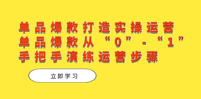 单品爆款打造实操运营，单品爆款从“0”-“1”手把手演练运营步骤去创吧-网创项目资源站-副业项目-创业项目-搞钱项目黑蛋搞钱