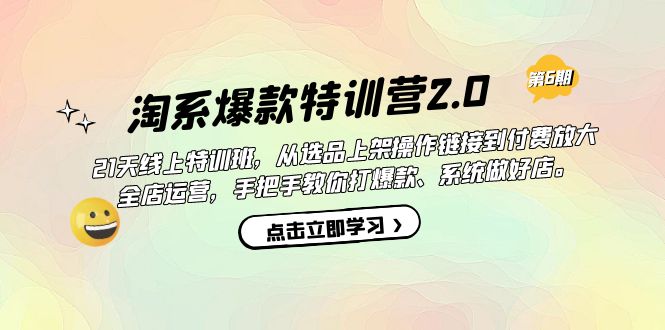 淘系爆款特训营2.0【第六期】从选品上架到付费放大 全店运营 打爆款 做好店去创吧-网创项目资源站-副业项目-创业项目-搞钱项目黑蛋搞钱