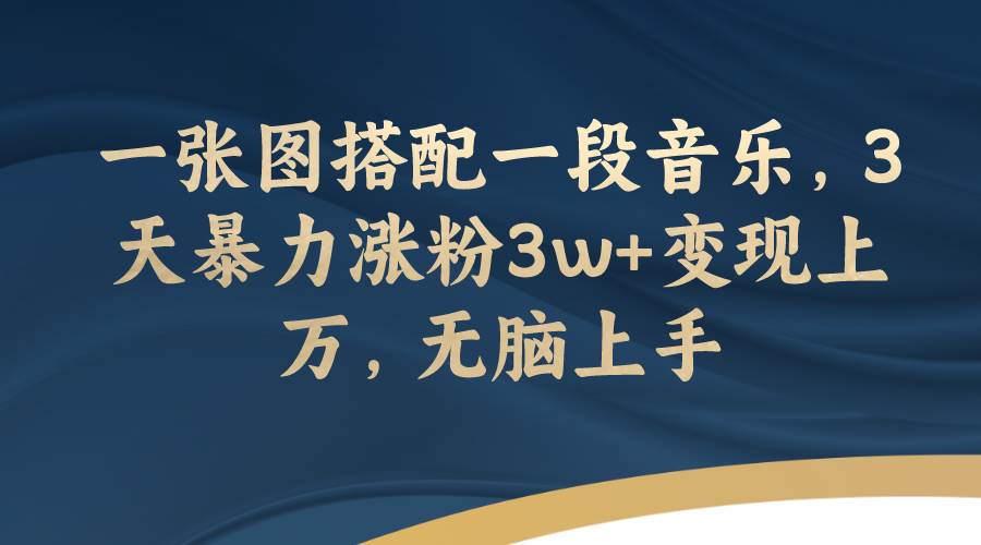 一张图搭配一段音乐，3天暴力涨粉3w+变现上万，无脑上手去创吧-网创项目资源站-副业项目-创业项目-搞钱项目黑蛋搞钱