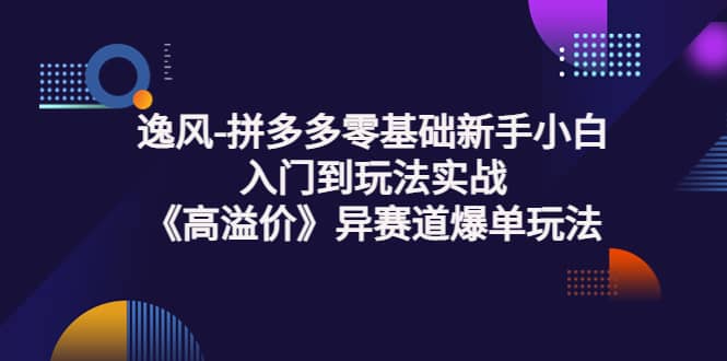 拼多多零基础新手小白入门到玩法实战《高溢价》异赛道爆单玩法实操课去创吧-网创项目资源站-副业项目-创业项目-搞钱项目黑蛋搞钱