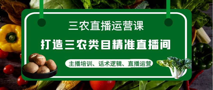三农直播运营课：打造三农类目精准直播间，主播培训、话术逻辑、直播运营去创吧-网创项目资源站-副业项目-创业项目-搞钱项目黑蛋搞钱