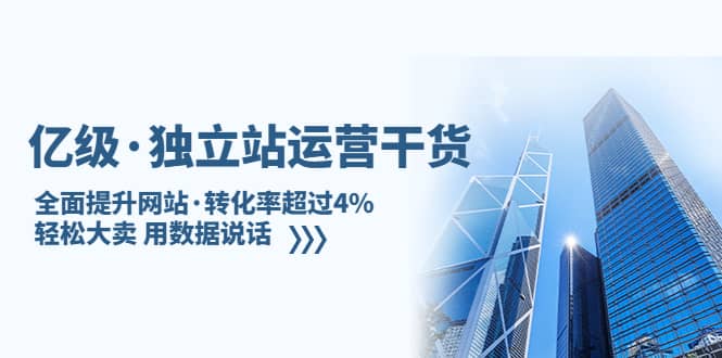 独立站运营干货：全面提升网站·转化率超过4%，轻松大卖 用数据说话去创吧-网创项目资源站-副业项目-创业项目-搞钱项目黑蛋搞钱