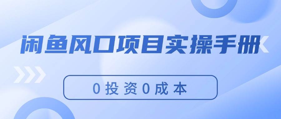 闲鱼风口项目实操手册，0投资0成本，让你做到，月入过万，新手可做去创吧-网创项目资源站-副业项目-创业项目-搞钱项目黑蛋搞钱