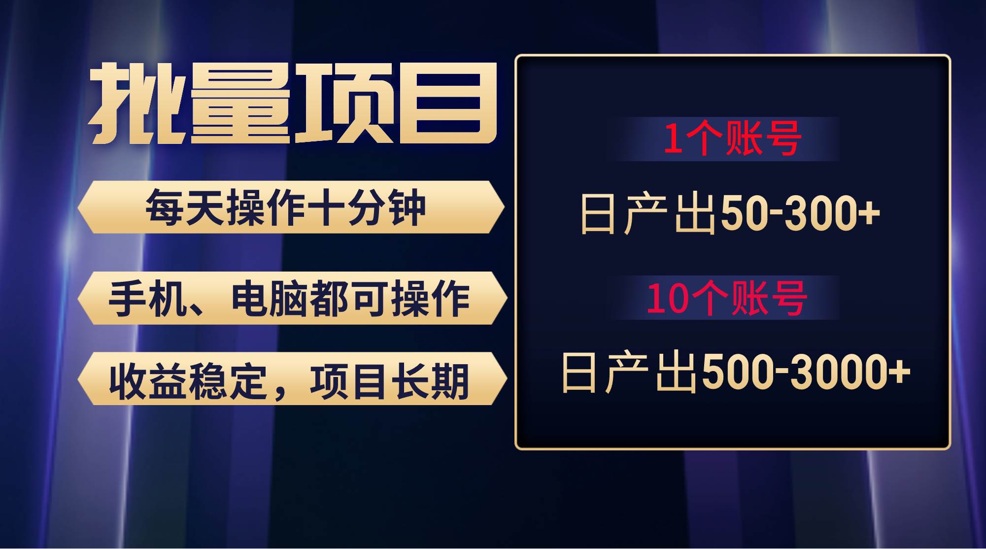 红利项目稳定月入过万，无脑操作好上手，轻松日入300+去创吧-网创项目资源站-副业项目-创业项目-搞钱项目黑蛋搞钱