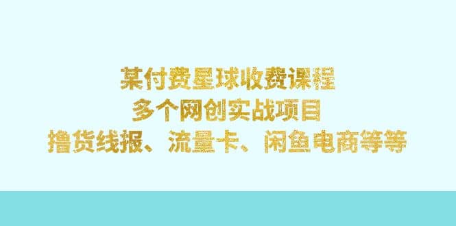 某付费星球课程：多个网创实战项目，撸货线报、流量卡、闲鱼电商等等去创吧-网创项目资源站-副业项目-创业项目-搞钱项目黑蛋搞钱