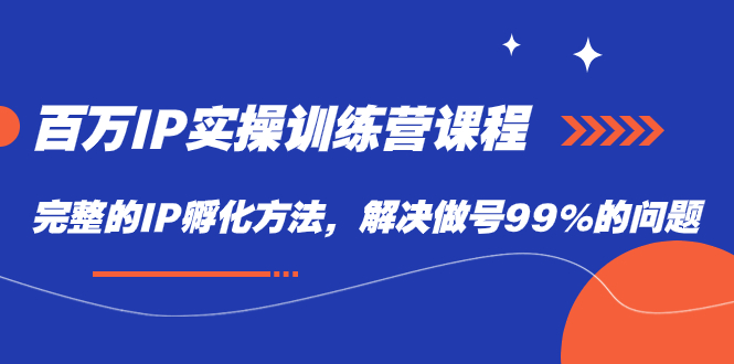 百万IP实战训练营课程，完整的IP孵化方法，解决做号99%的问题去创吧-网创项目资源站-副业项目-创业项目-搞钱项目黑蛋搞钱